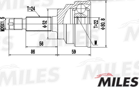 Шрус наружный (граната) Miles. Артикул GA20596