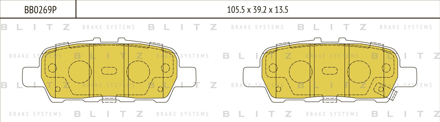 Колодки тормозные INFINITY/NISSAN FX35/37/45/QASHQAI/X-TRAIL 03- задн. (Blitz) Blitz. Артикул BB0269P
