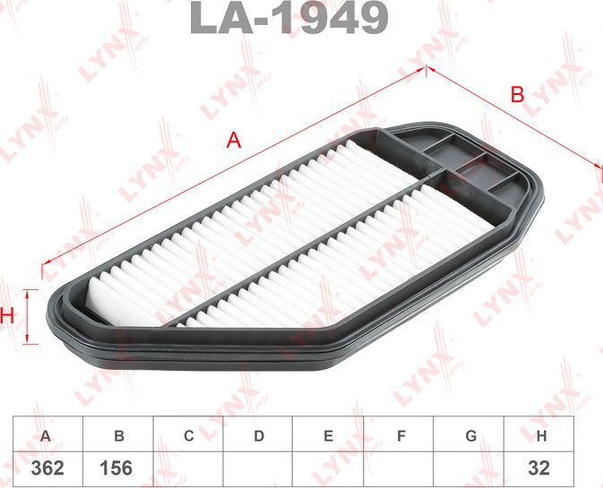 Воздушный фильтр LYNXauto. Артикул LA-1949