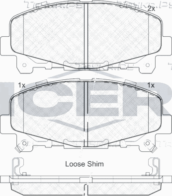 Тормозные колодки Icer передние для Acura TLX I 2014-2026. Артикул 181894