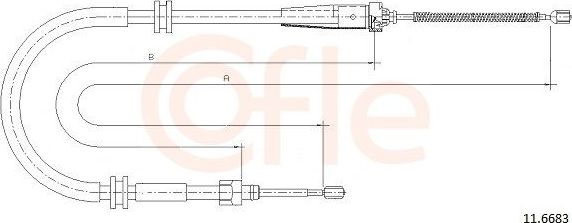 Трос ручника (тросик ручного тормоза) Cofle задний правый/левый для Renault Kangoo II 2008-2026. Артикул 11.6683