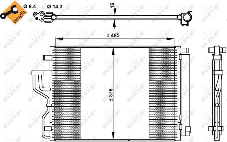 Радиатор кондиционера (конденсатор) NRF (алюминий). Артикул 350334