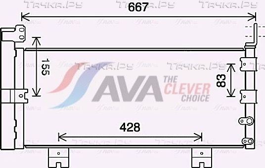 Радиатор кондиционера (конденсатор) AVA (алюминий). Артикул TO5728D