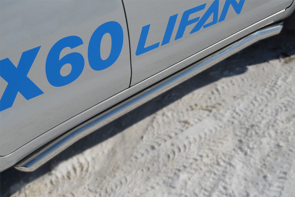 Защита RusStal порогов труба d63 (вариант 1) для Lifan X60 2012-2026. Артикул LFT-0012411