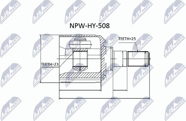 Шрус внутренний (граната) NTY для Hyundai Trajet I 2000-2008. Артикул NPW-HY-508