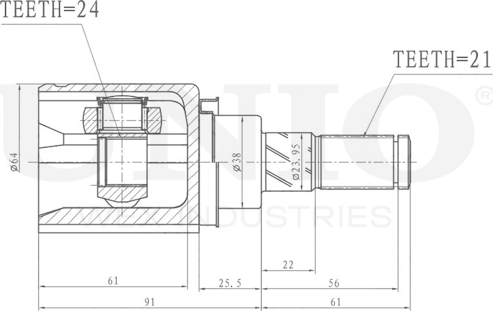ШРУС внутренний (Unio). Артикул CVJ-30173