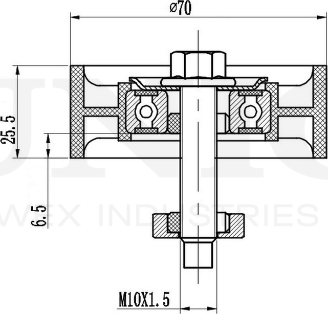 Ролик поликлинового ремня направляющий (Unio). Артикул TNS-10135