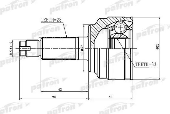 Шрус наружный (граната) Patron. Артикул PCV1185
