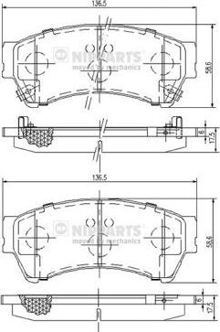 Тормозные колодки Nipparts передние для Mazda 6 II (GH) 2007-2013. Артикул N3603071