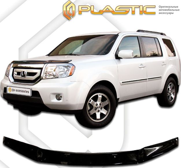 Дефлектор СА Пластик для капота (Classic черный) для Honda Pilot II кроссовер 2008-2015. Артикул 2010010103248