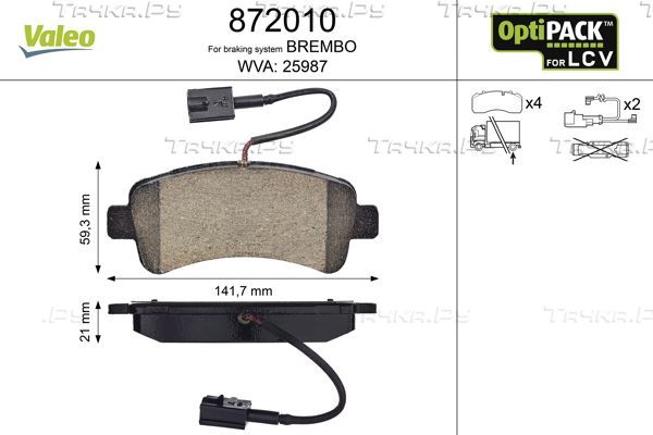 Тормозные колодки Valeo OPTIPACK for LCV. Артикул 872010