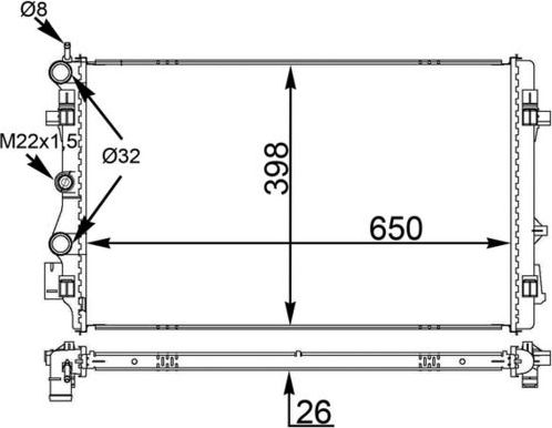 Радиатор охлаждения двигателя Mahle Behr. Артикул CR 1559 000S
