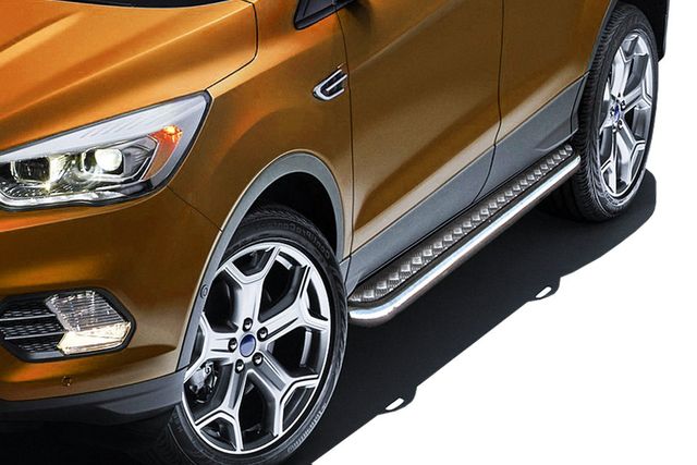 Пороги Slitkoff труба d57 с листом для Ford Kuga II рестайлинг 2016-2019. Артикул FKG16-004
