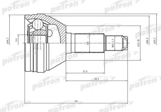 Шрус наружный (граната) Patron для Daewoo Evanda 2002-2005. Артикул PCV1498
