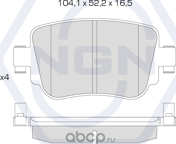 Колодки тормозные керамические, задние (NGN). Артикул 3501238