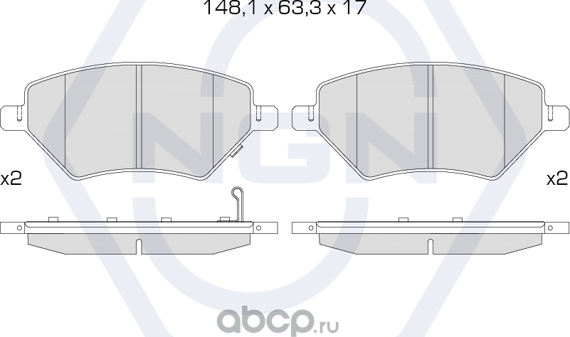 Колодки тормозные керамические, передние (NGN). Артикул 3502298