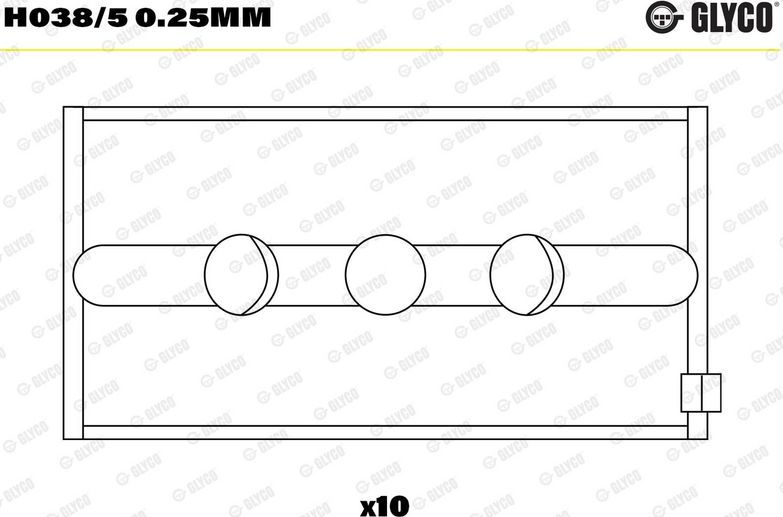 Вкладыши коренные Glyco для Saab 9000 I 1984-1998. Артикул H038/5 0.25mm