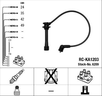 Высоковольтные провода (провода зажигания) (комплект) NGK. Артикул 6209