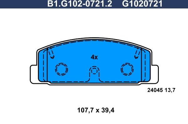Тормозные колодки Galfer. Артикул B1.G102-0721.2