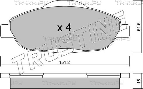 Тормозные колодки Trusting передние для Peugeot 308 I 2007-2014. Артикул 820.0