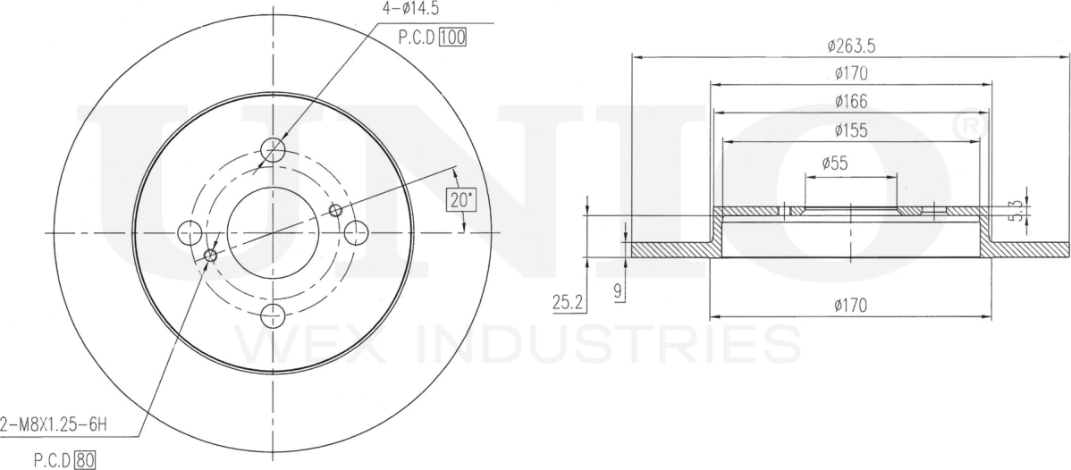 Диск тормозной (Unio). Артикул BRD-20580