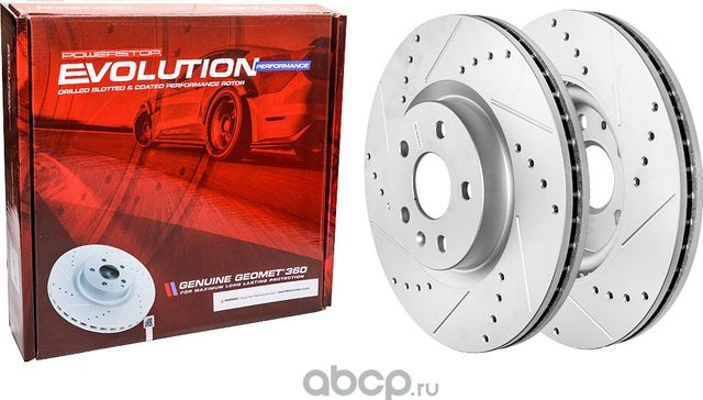 Передний тормозной диск Evolution с перфорацией и насечками, в покрытии GEOMET P (Powerstop). Артикул AR82125
