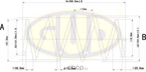 Пружина подвески G.U.D. передняя для Opel Signum I 2003-2008. Артикул GCS063493