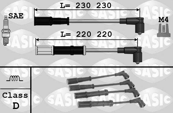 Высоковольтные провода (провода зажигания) (комплект) Sasic для Fiat 500 II 2007-2026. Артикул 9286045