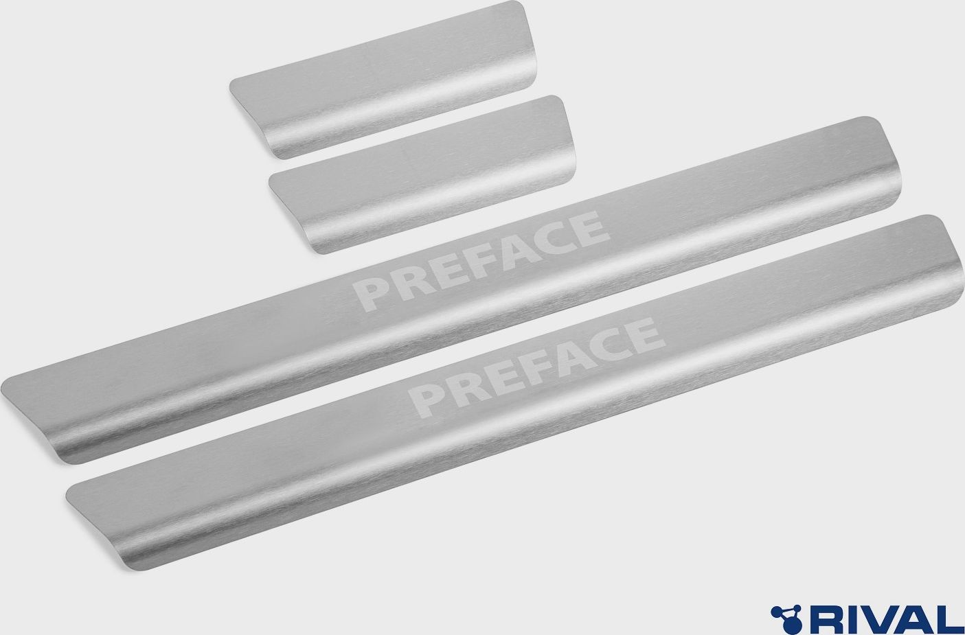 Накладки Rival на пороги (с надписью) для Geely Preface I поколение (FS11) 2024-2026. Артикул NP.1905.3