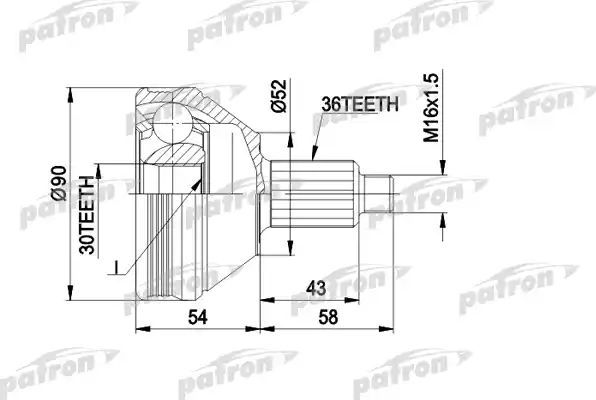 Шрус наружный (граната) Patron для Skoda Fabia II 2007-2014. Артикул PCV1414