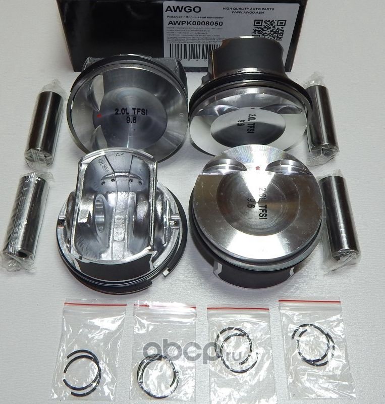 поршень с колецами на 4 цил VAG 2,0 16V TFSI (170-265PS) d83,01 1,0-1,2-2 +0,50 (Awgo) Awgo. Артикул AWPK0008050
