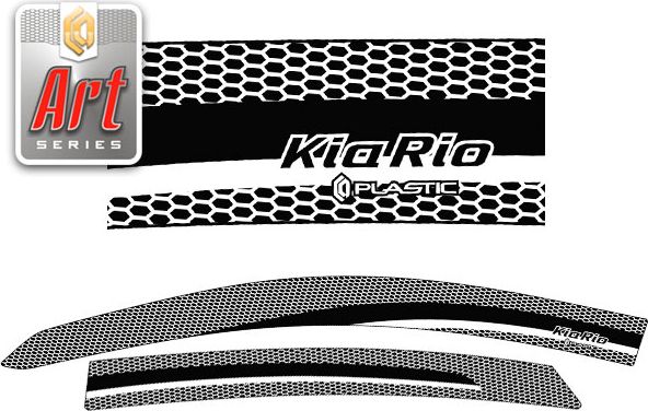 Дефлекторы СА Пластик для окон (Серия Art серебро) Kia Rio седан 2011-2017. Артикул 2010032706151