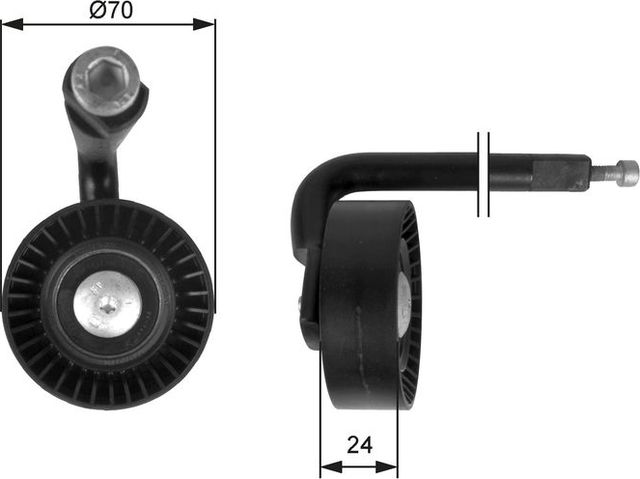 Натяжной ролик (натяжитель) приводного поликлинового ремня Gates DriveAlign®. Артикул T39020