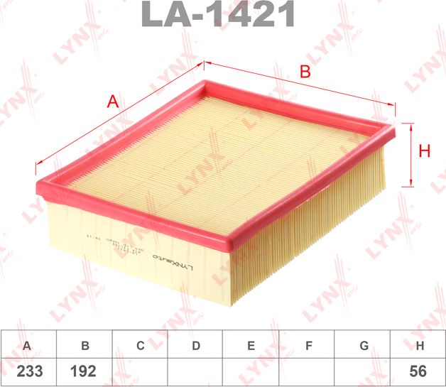 Воздушный фильтр LYNXauto. Артикул LA-1421