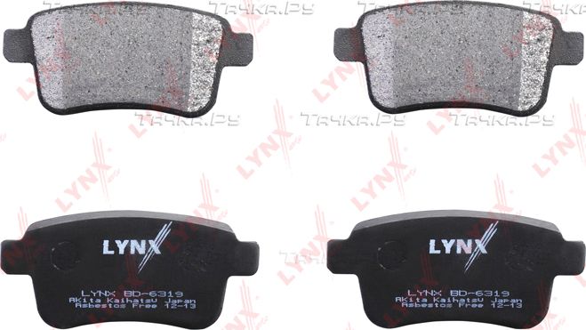 Тормозные колодки LYNXauto задние для Renault Kangoo II 2008-2026. Артикул BD-6319