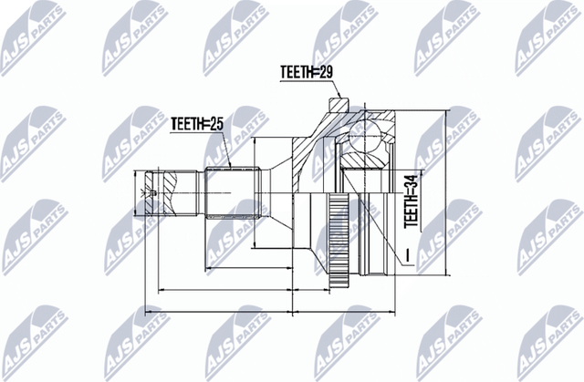 Шрус наружный (граната) NTY для Peugeot Partner II 2008-2018. Артикул NPZ-CT-010