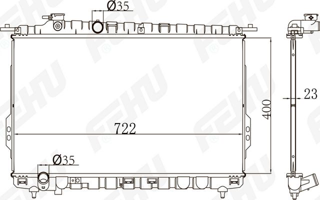 Радиатор охлаждения (сборный) для Hyundai Sonata (98-) 2.0/2.4/2.5/2.7 MT (Fehu). Артикул frc1405m