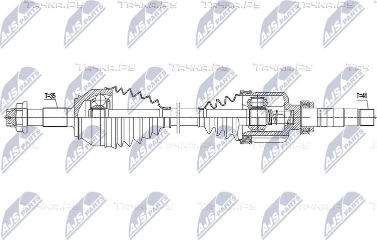 Полуось (привод в сборе, приводной вал) NTY правая для Peugeot Boxer III 2006-2026. Артикул NPW-FT-039
