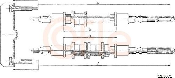 Трос ручника (тросик ручного тормоза) Cofle. Артикул 92.11.5971