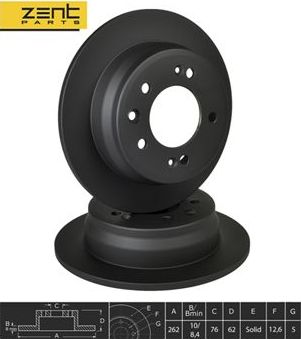 Тормозной диск Zentparts задний для Nissan Cube Z12 2010-2026. Артикул Z06282