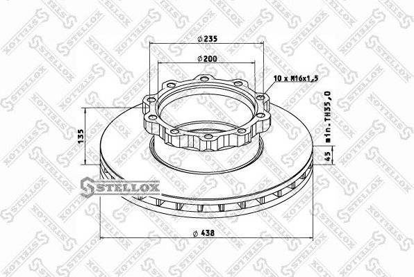 Тормозной диск Stellox передний для MAN F2000 1994-2000. Артикул 85-00715-SX