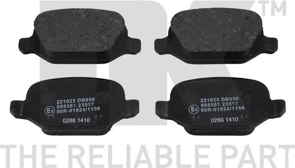 Тормозные колодки NK задние для Fiat Linea 2007-2026. Артикул 221023