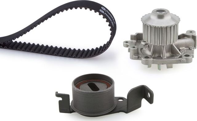 Помпа (водяной насос) с комплектом ремня ГРМ Gates PowerGrip® для Mitsubishi Lancer VII 1995-2003. Артикул KP15445XS-2