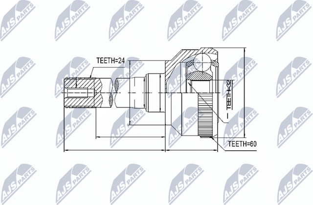 Шрус внутренний (граната) NTY передний для Land Rover Range Rover I 1970-1996. Артикул NPZ-LR-011