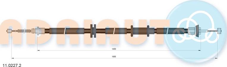 Трос ручника (тросик ручного тормоза) Adriauto. Артикул 11.0227.2