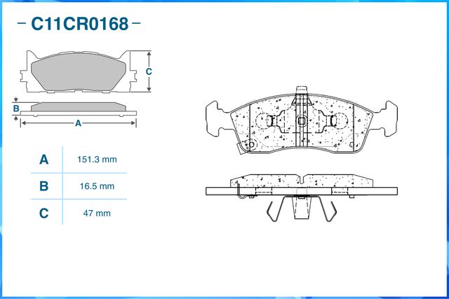 Колодки тормозные передние (Low Metallic) (Cworks). Артикул C11CR0168