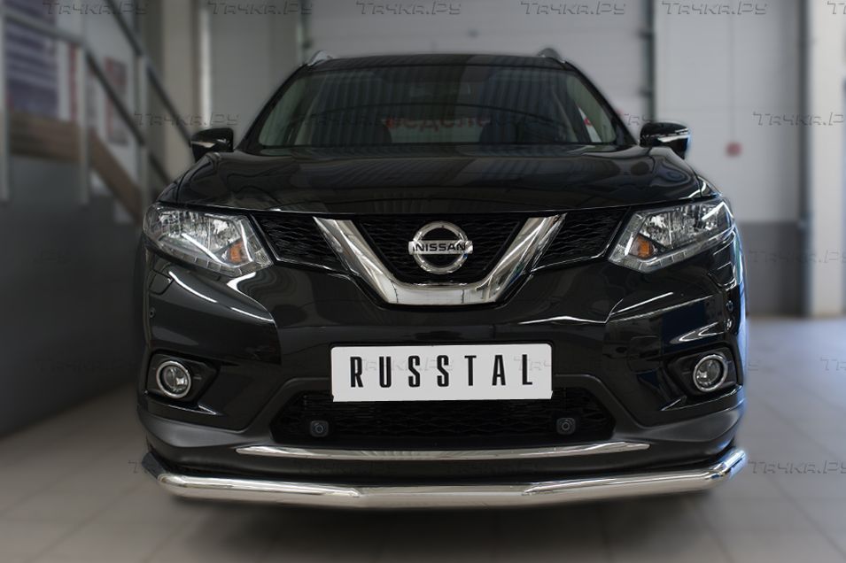 Защита RusStal переднего бампера d63 (секции) для Nissan X-Trail T32 2015-2018. Артикул NXZ-002083