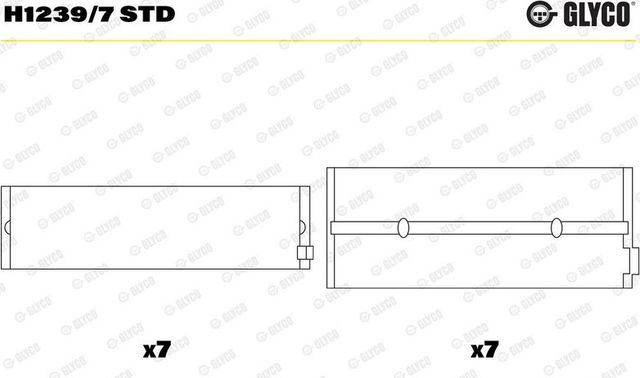 Вкладыши коренные Glyco для MAN TGA 1999-2026. Артикул H1239/7 STD