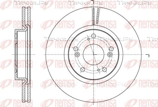 Тормозной диск Remsa передний для Honda Civic IX 2012-2016. Артикул 61653.10