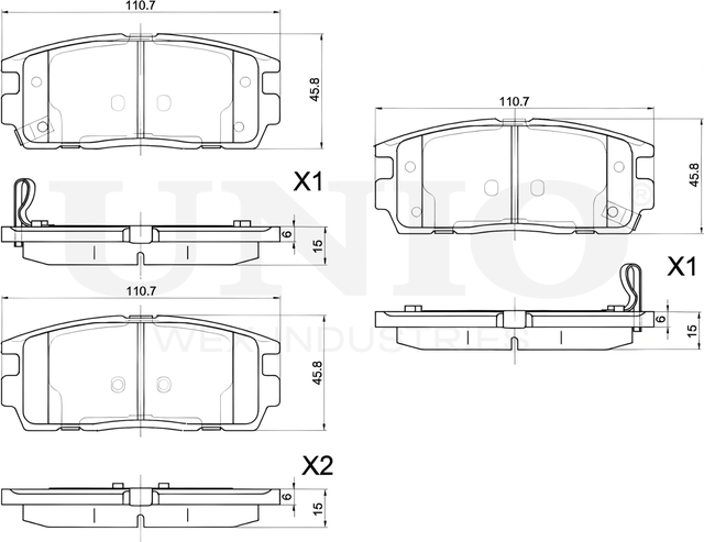 Колодки тормозные дисковые, комплект (Unio). Артикул BRP-20141